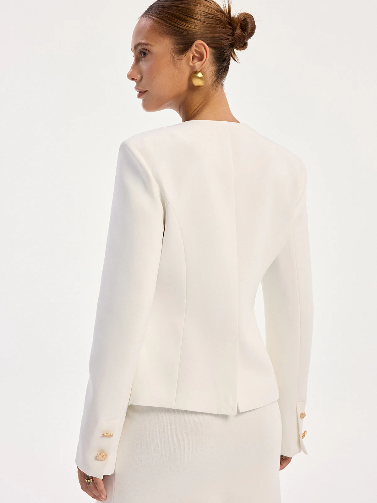 Metal Button Long Sleeve Blazer - Image 5