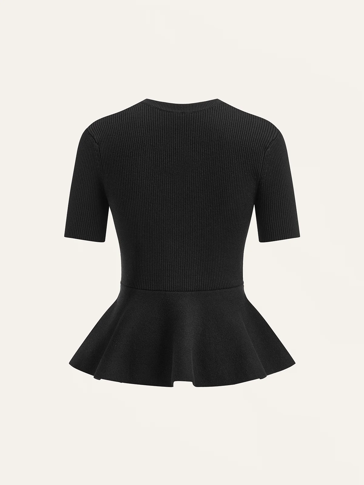 Metal Button Peplum Wool Knit Top - Image 3
