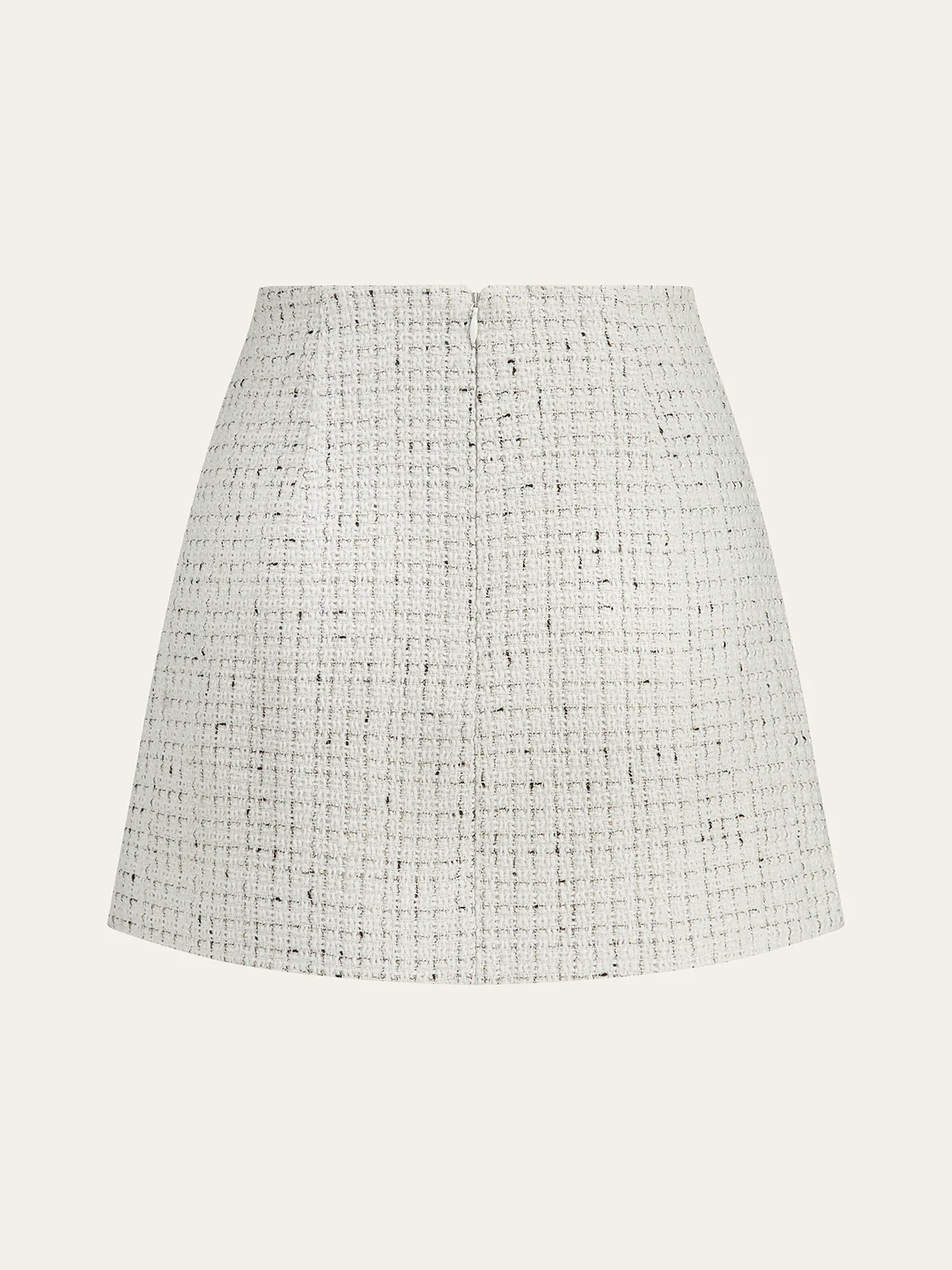 Metal Button Pleated Tweed Mini Skirt - Image 4