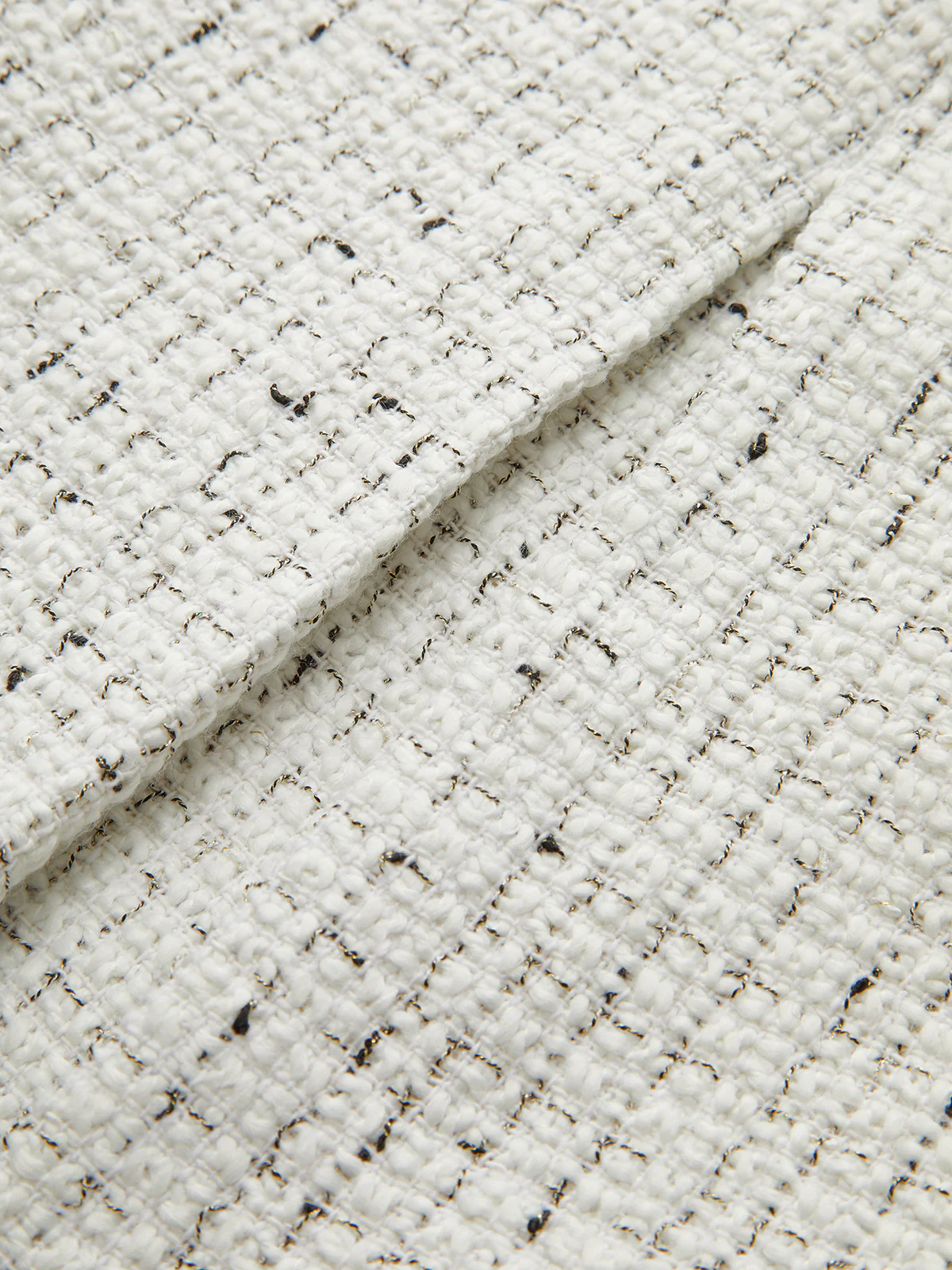 Metal Button Pleated Tweed Mini Skirt - Image 6