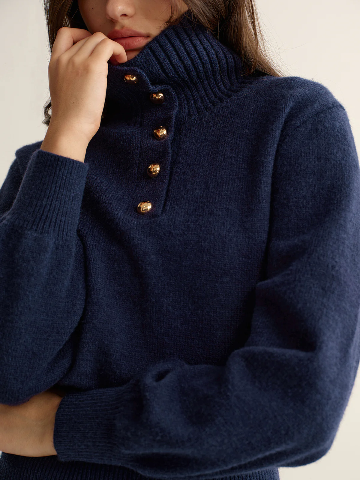 Metal Button Polo Sweater - Image 2