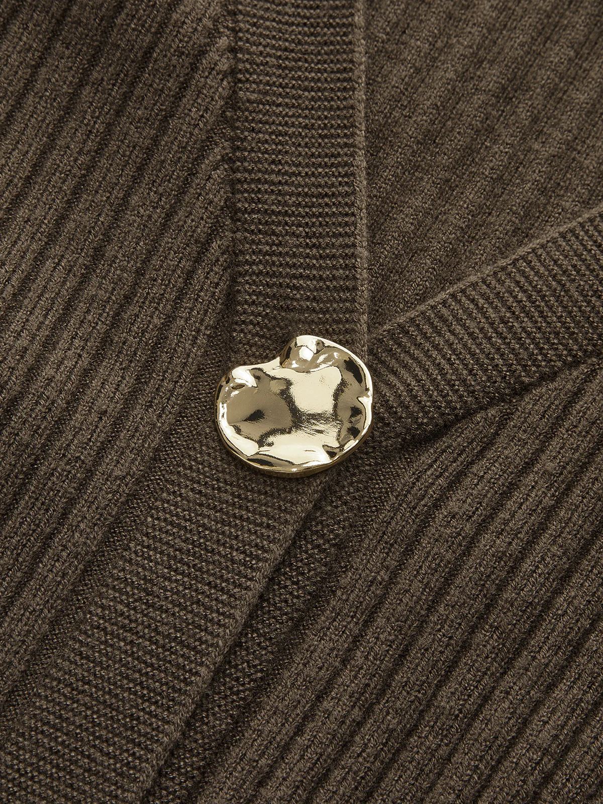Metal Button Ribbed Cardigan - Image 4