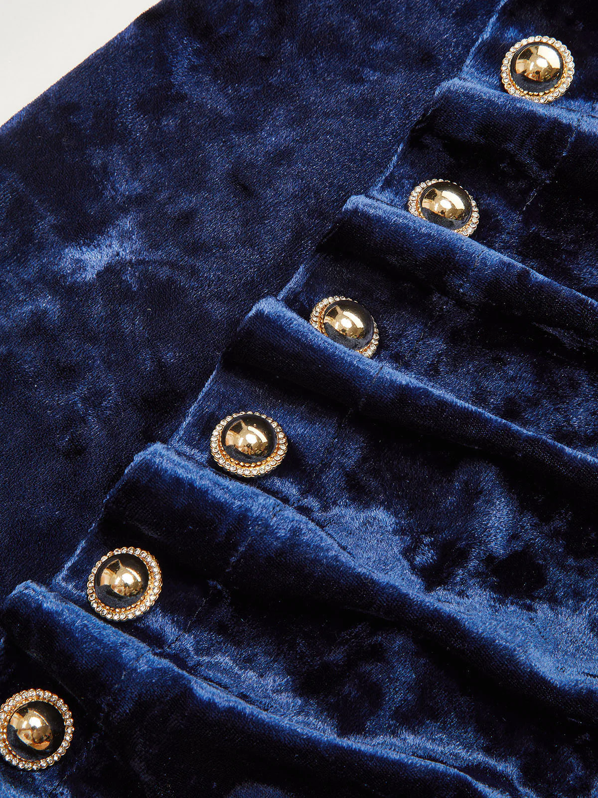 Metal Button Ruched Velvet Maxi Dress - Image 4