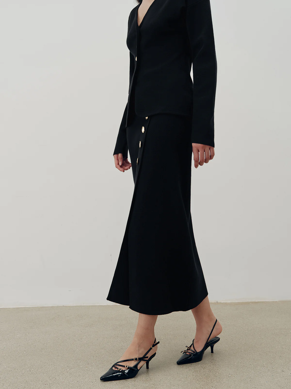 Metal Button Slit Maxi Skirt - Image 6