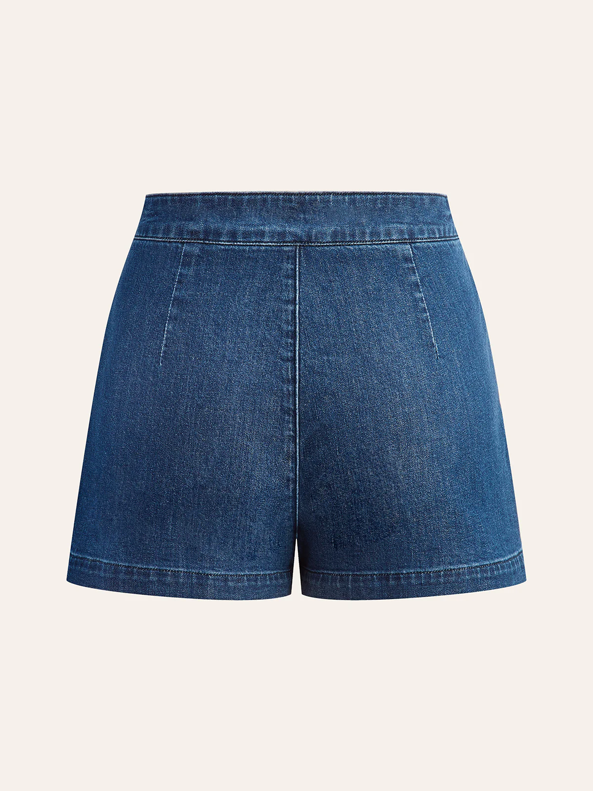 Metal Button Tie-Back Denim V-Neck Shorts Set - Image 7