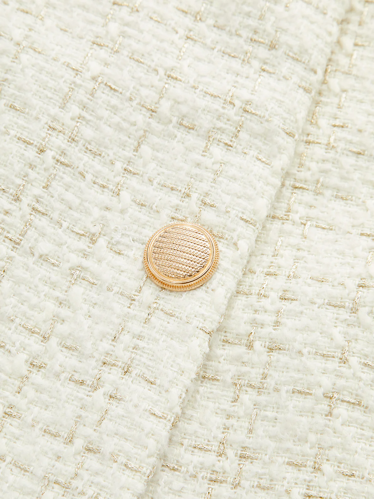 Metal Button Tweed Belted Blazer - Image 4