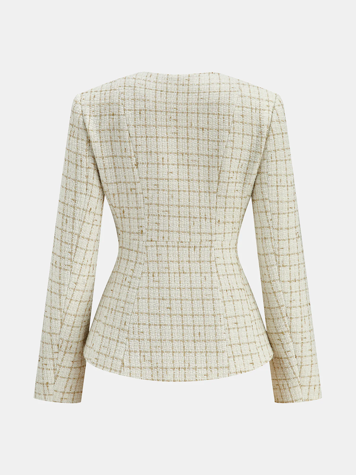 Metal Button Tweed Blazer - Image 2