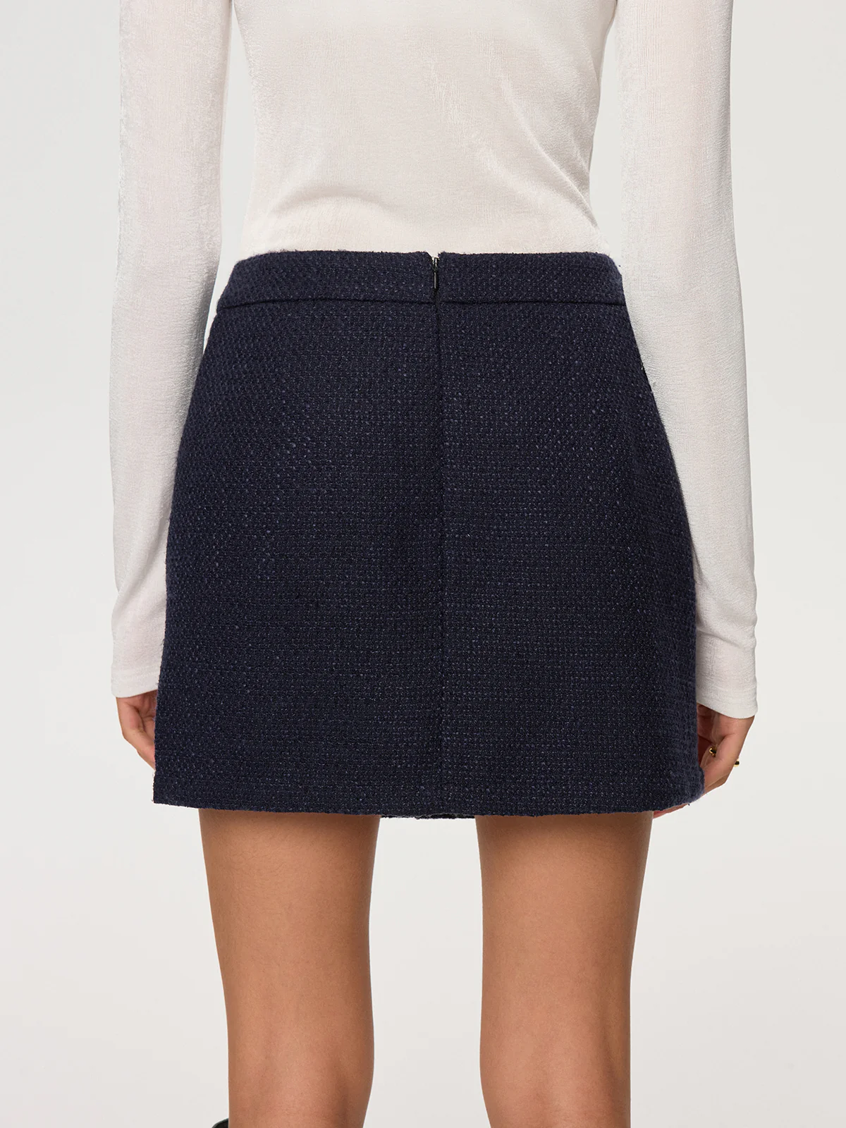 Metal Button Tweed Mini Skirt - Image 5