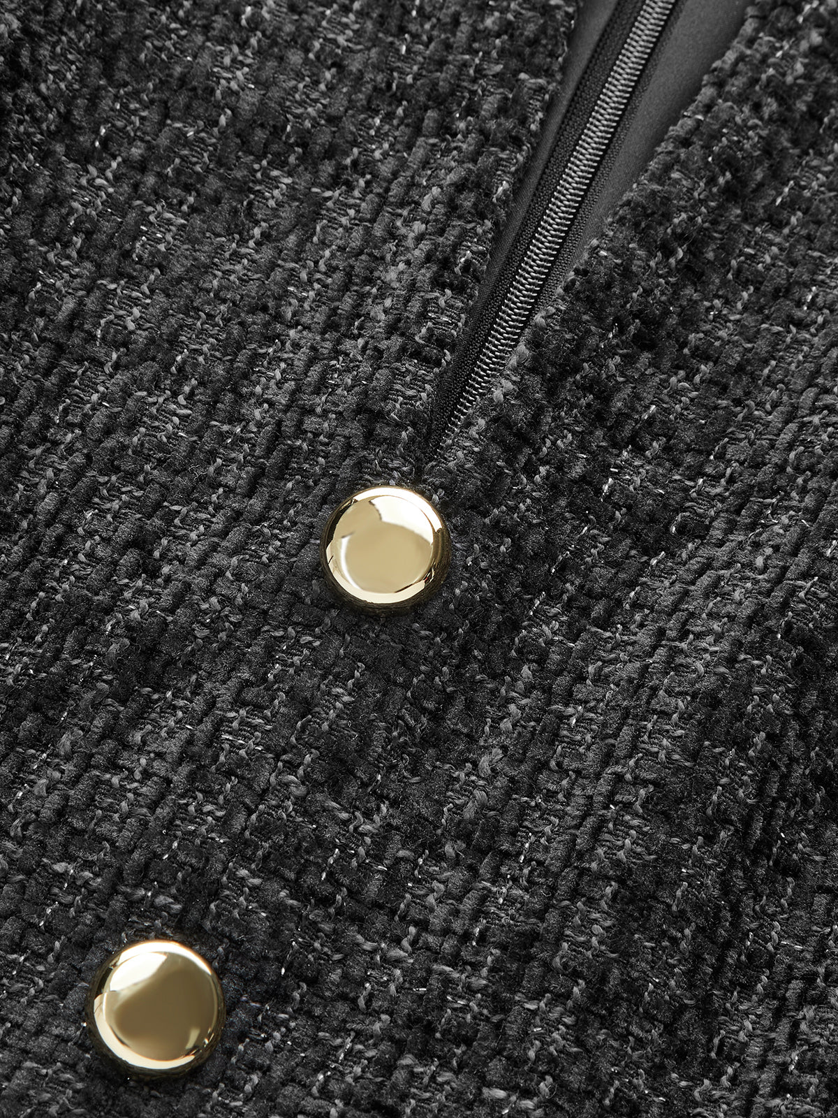Metal Button Tweed Sleeveless Mini Dress - Image 4