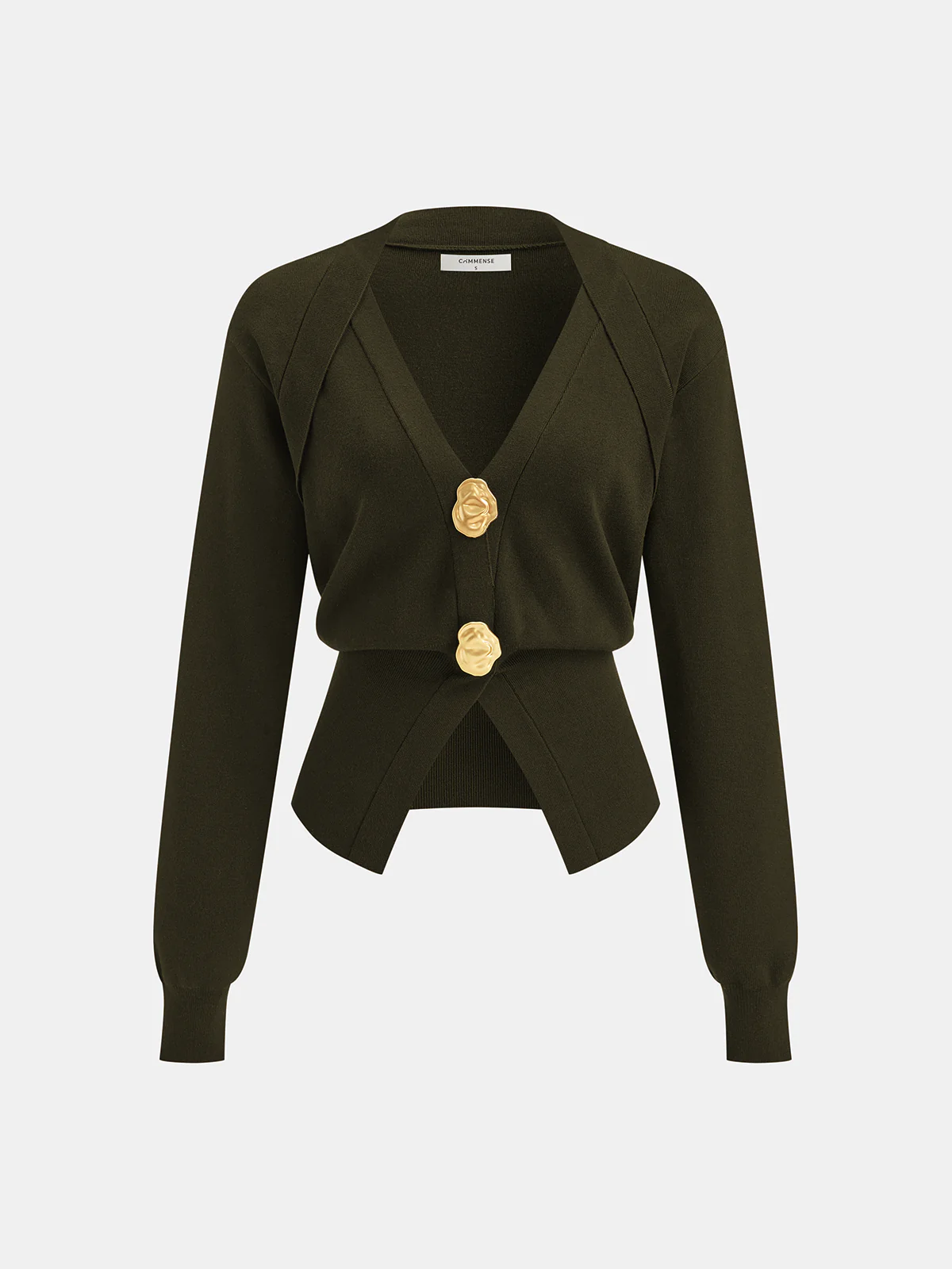 Metal Detail V-Neck Wool Blend Sweater - Image 8
