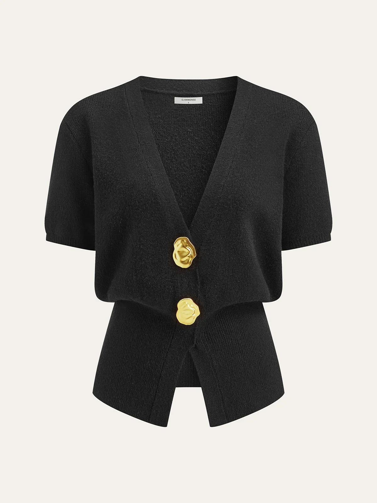 Metal Button V-Neck Sweater - Image 2