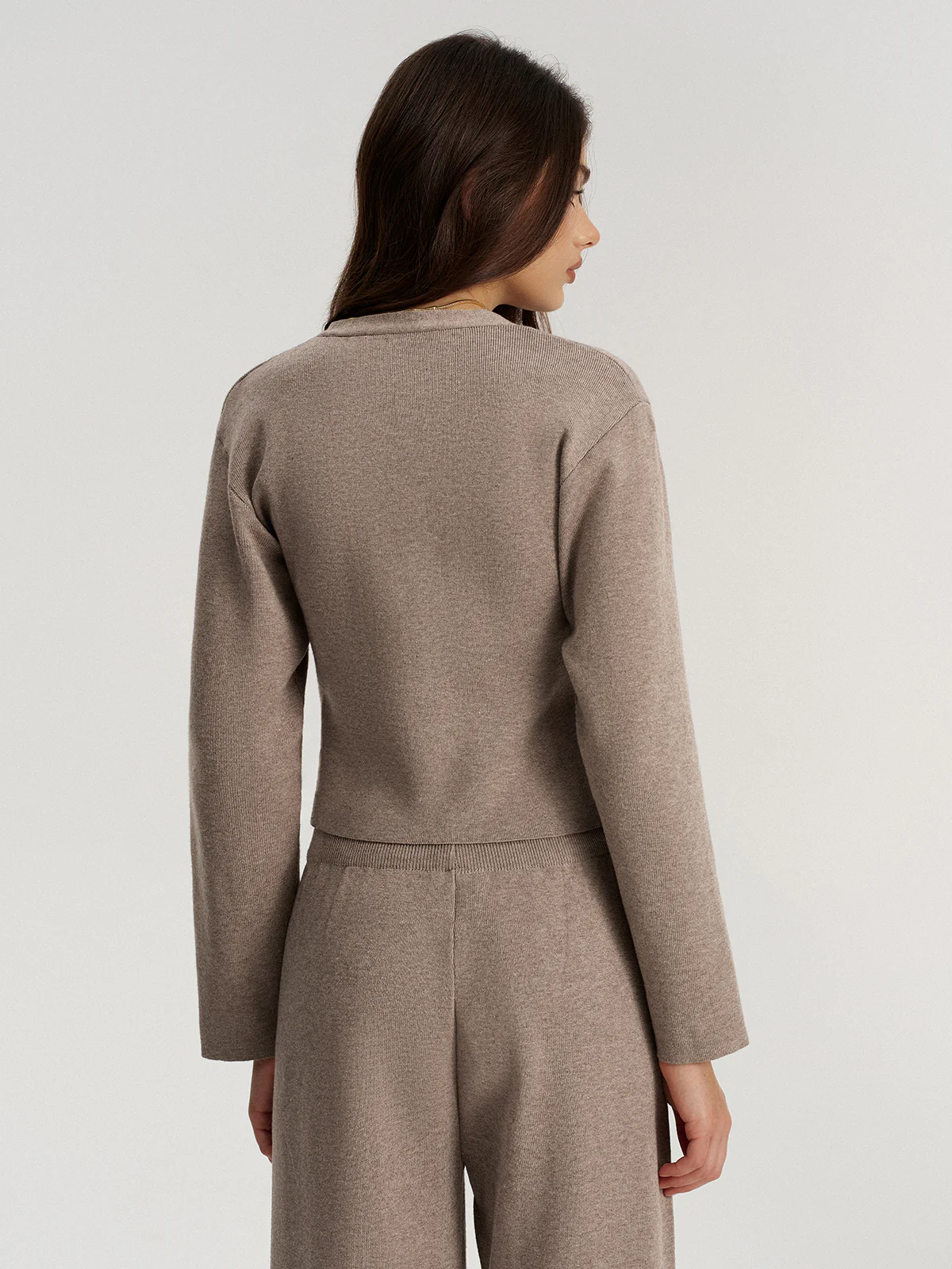 Metal Button V-Neck Knit Cardigan - Image 6