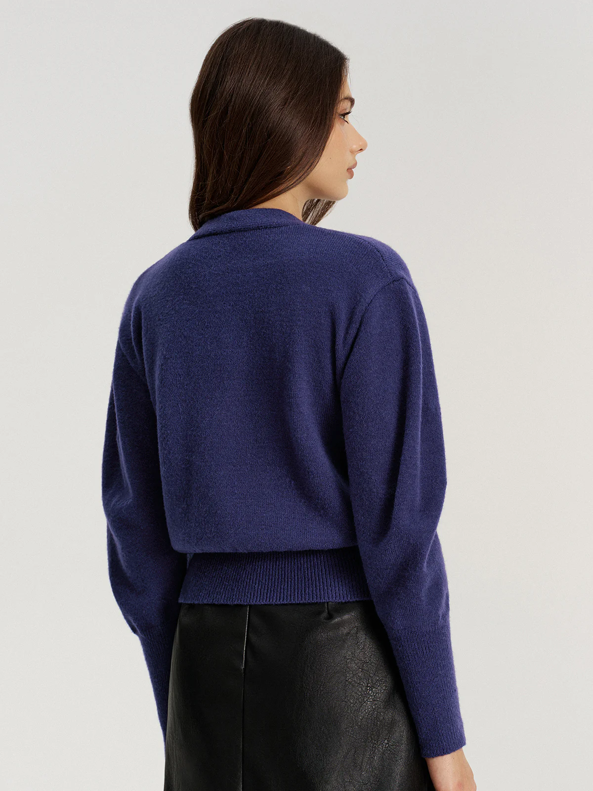 Metal Button V-Neck Knit Cardigan - Image 5
