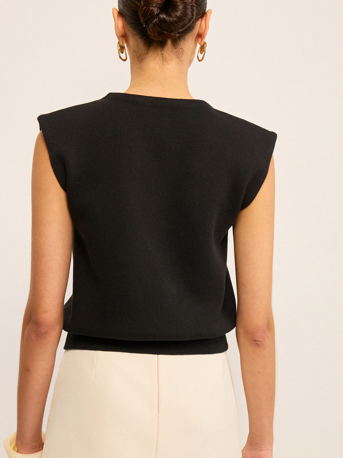 Metal Button V-Neck Knit Vest - Image 7