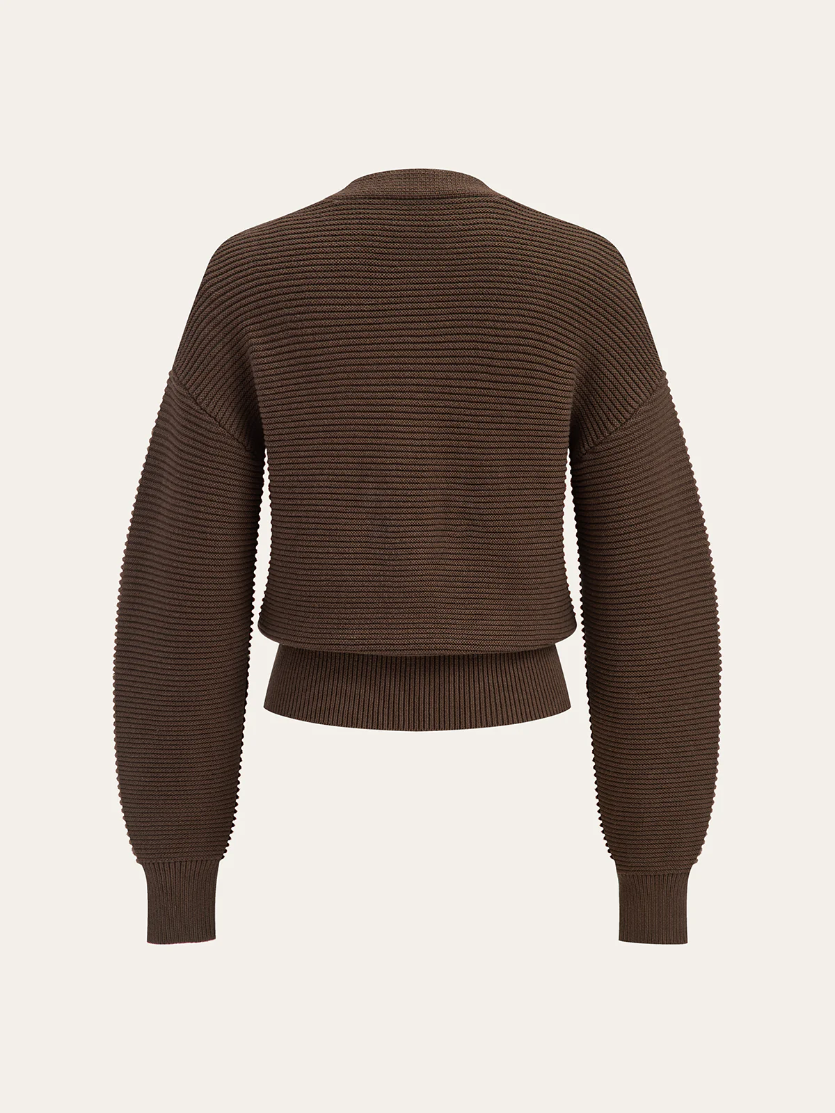 Metal Button V-neck Textured Cardigan - Image 2