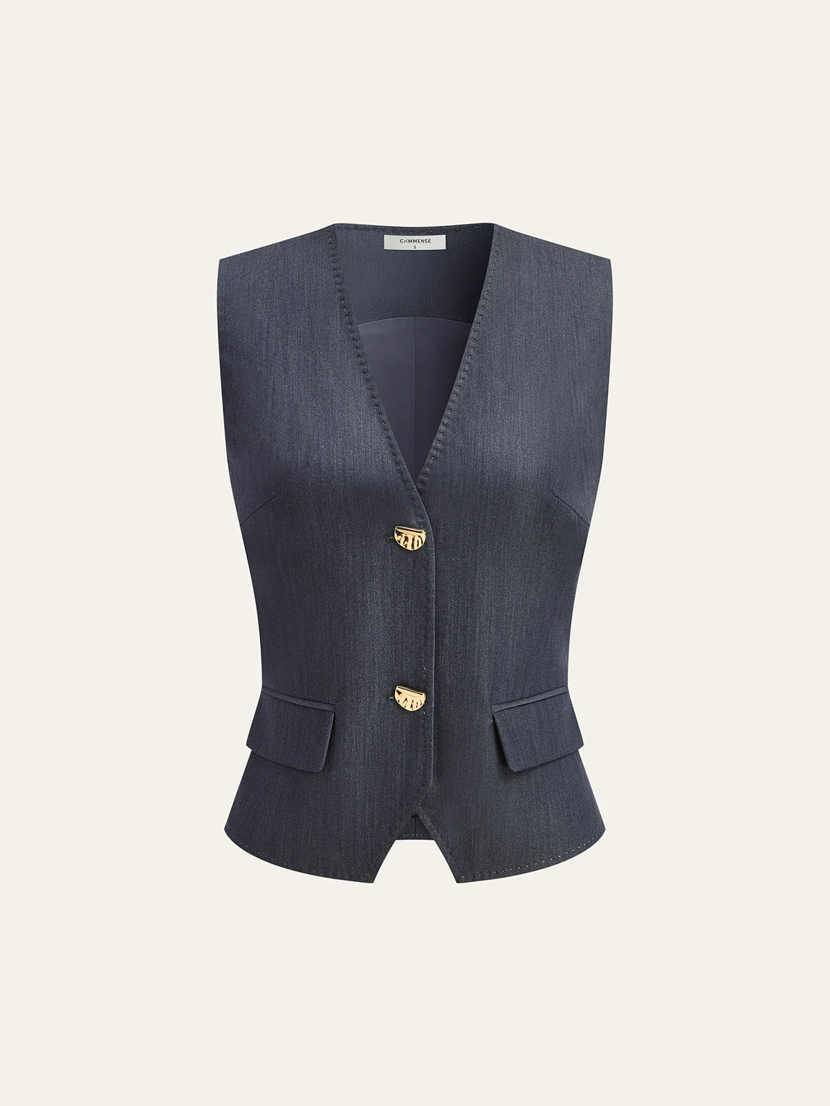 Metal Button V-Neck Vest - Image 2