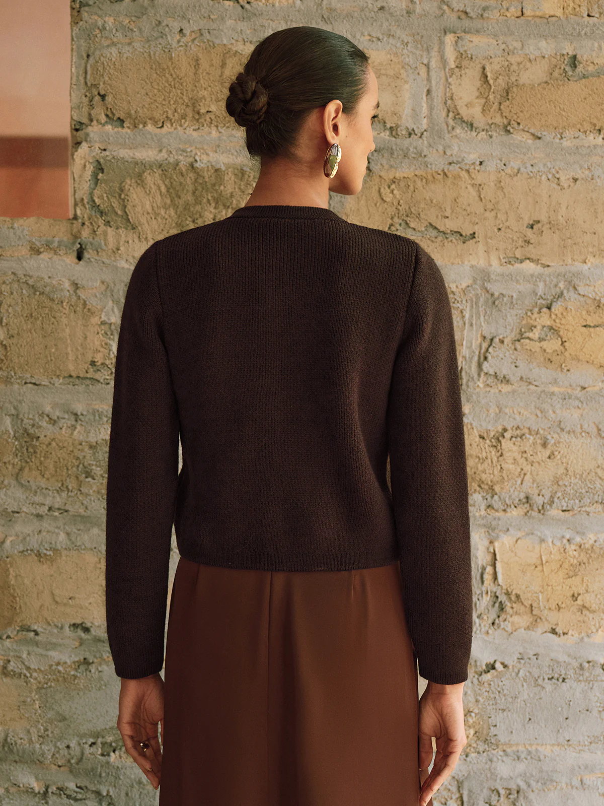 Metal Button Wool-Blend Knit Cardigan - Image 6