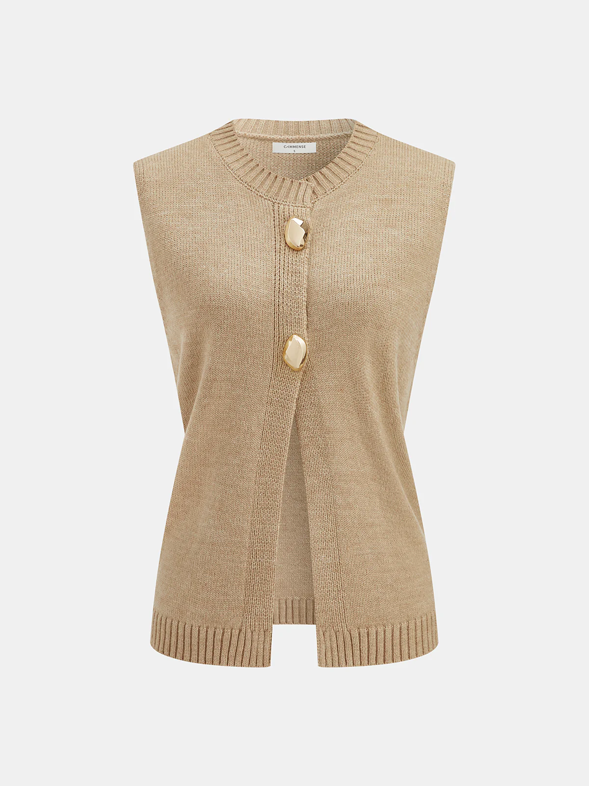 Metal Button Wool Blend Sweater Vest - Image 2