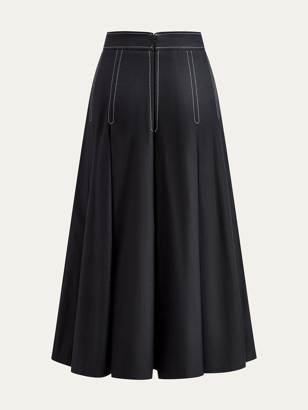 Metal Chain Detail Pleated Midi Skirt - Image 2