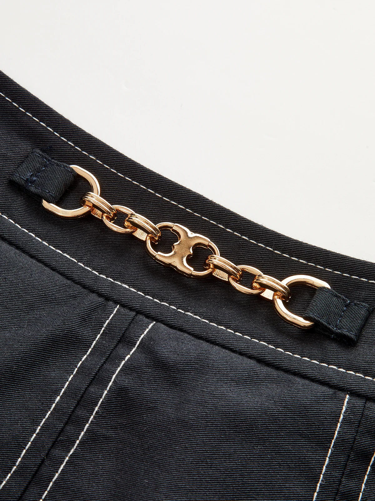 Metal Chain Detail Pleated Midi Skirt - Image 3