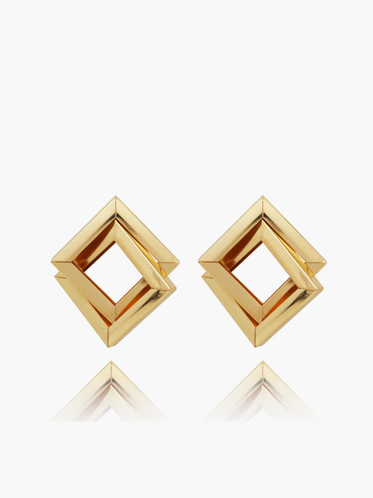 Metal Cross Rhombic  Earrings - Image 2
