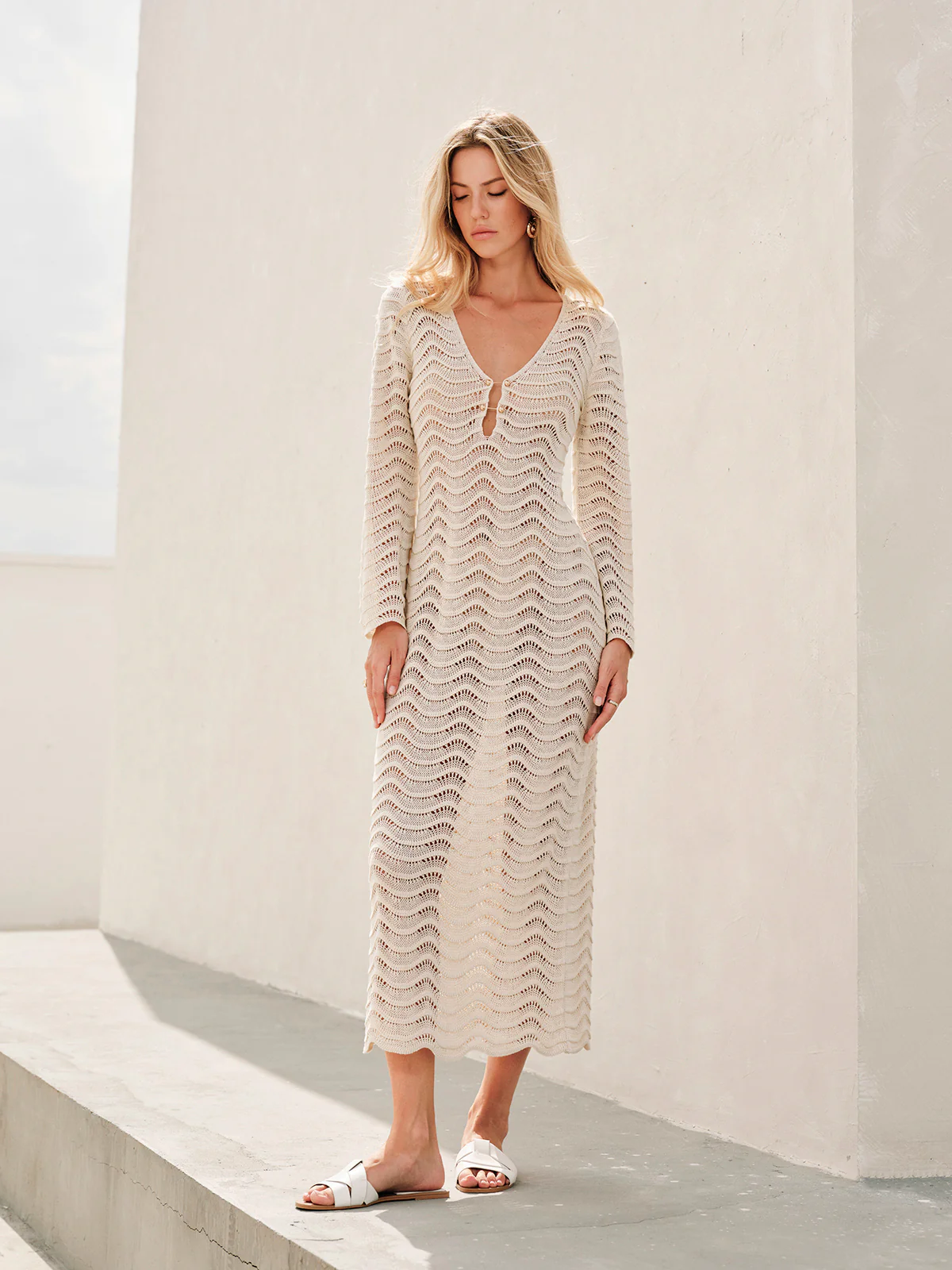 Metal Cut-Out Tie-Back Sweater Dress - Image 6