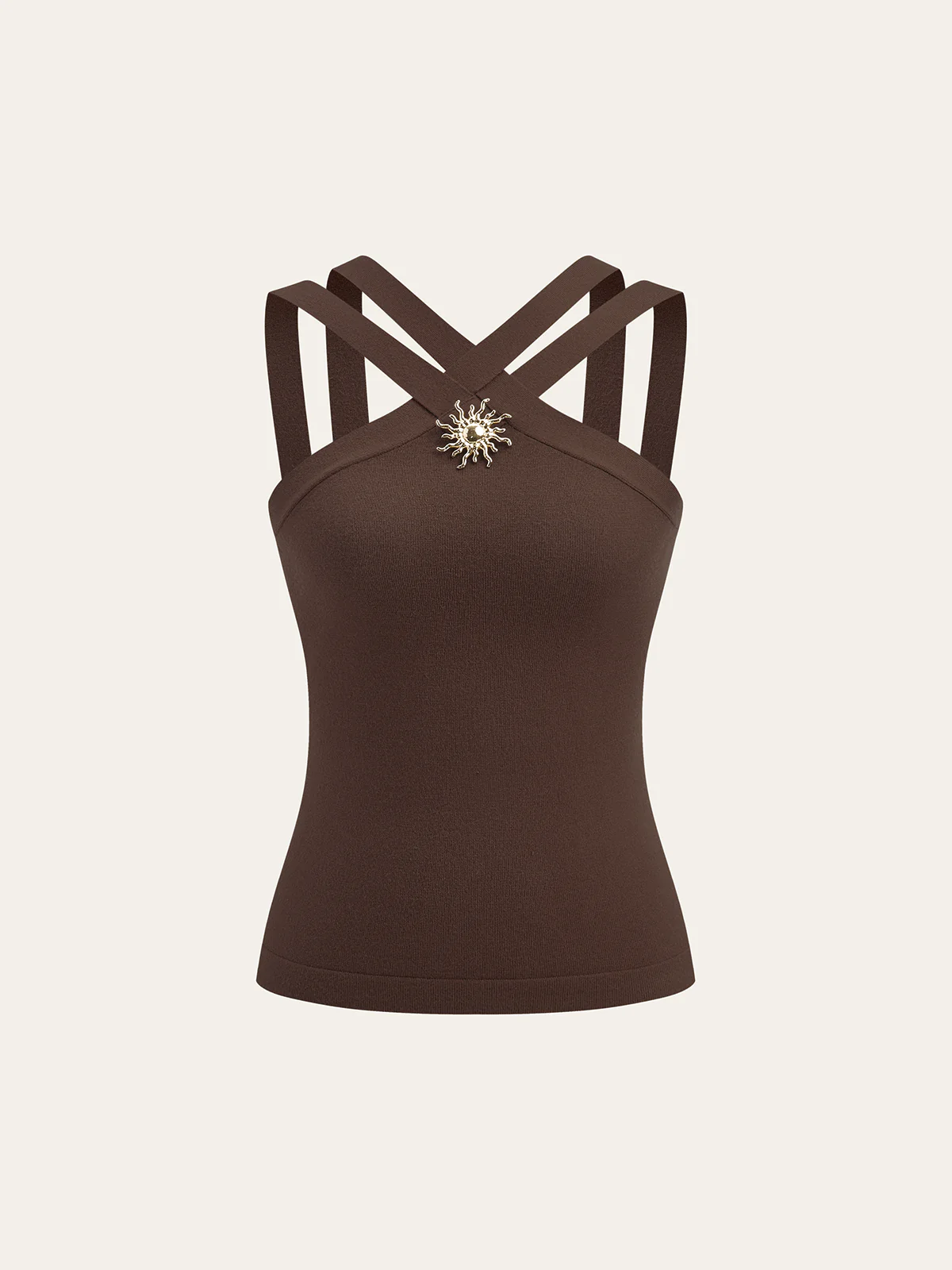 Metal Decor Cross-Strap Tank Top - Image 2