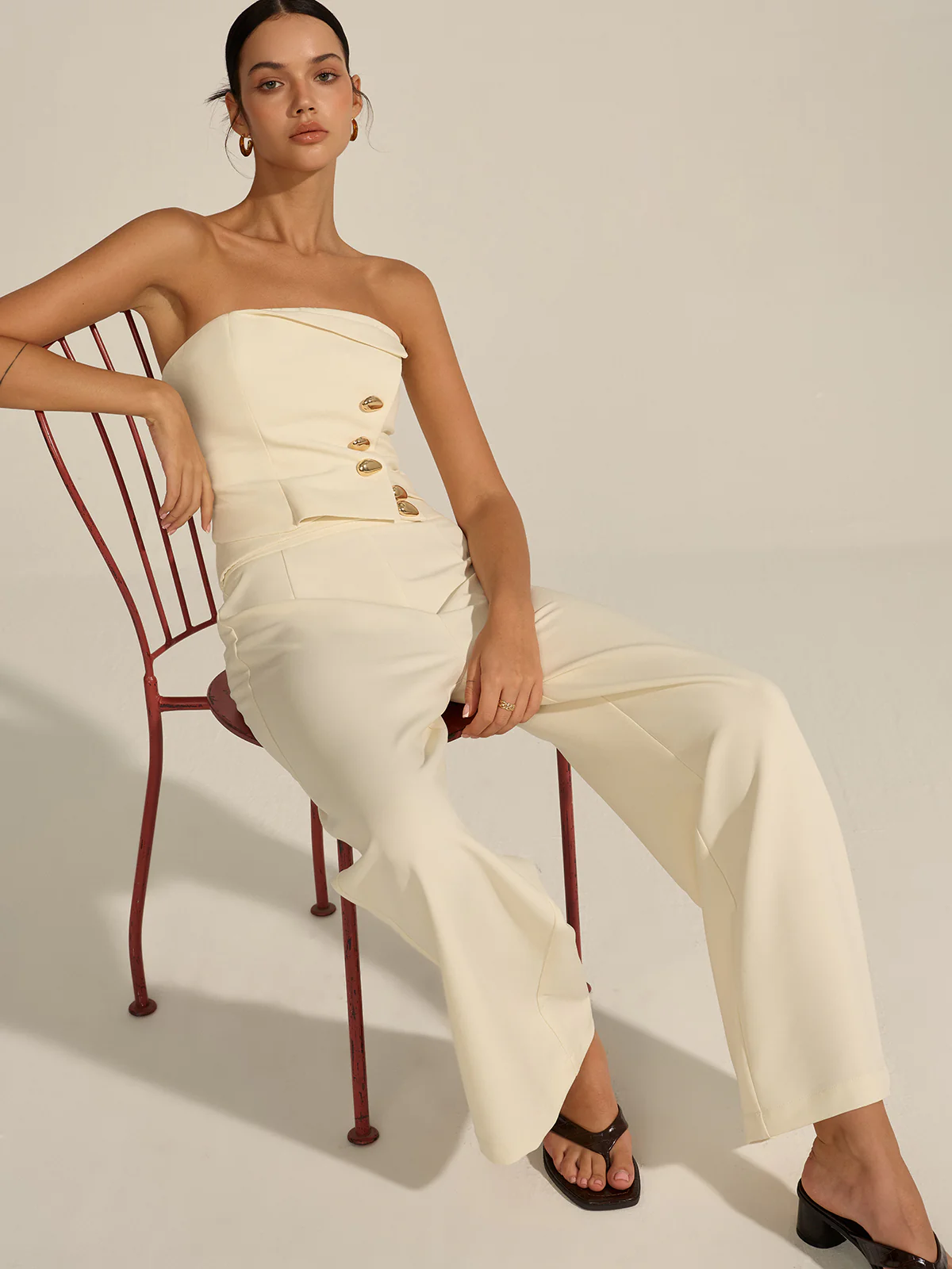 Metal Decor Strapless Crop Top - Image 3