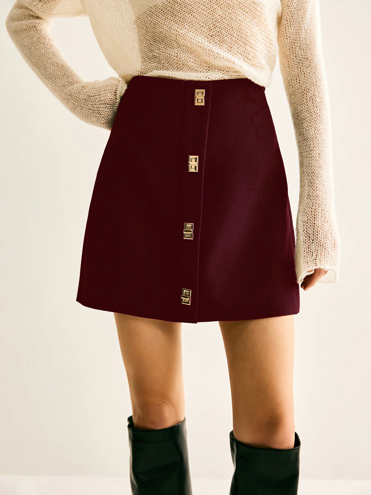 Metal-Decor Zipper Mini Skirt - Image 11