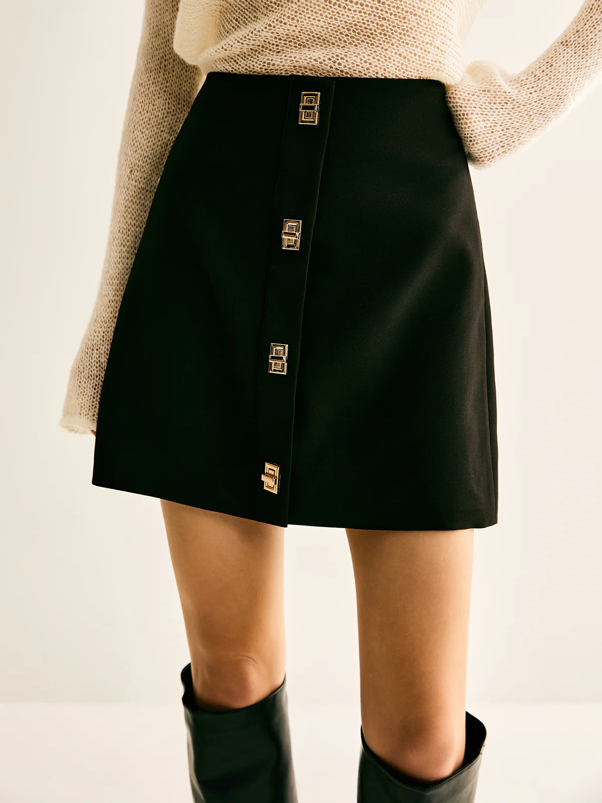 Metal-Decor Zipper Mini Skirt - Image 5