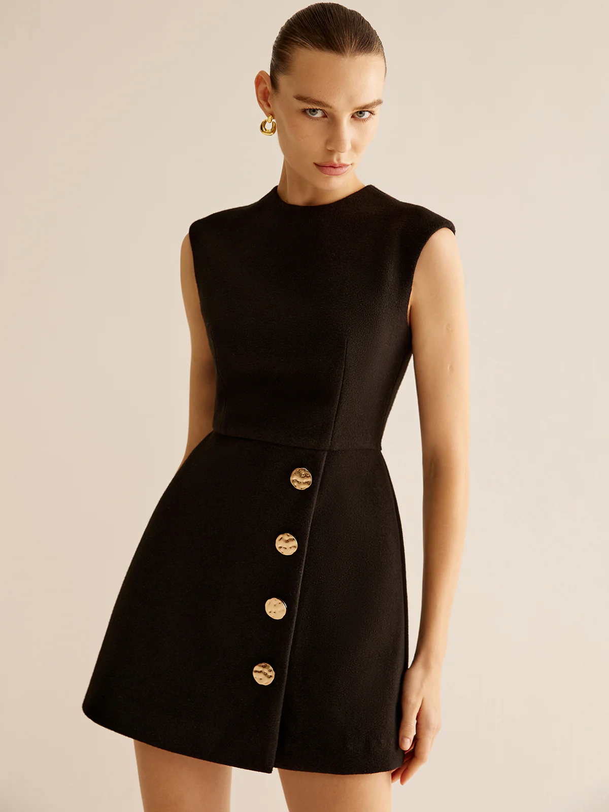 Metal-Decor Zipper Tank Dress