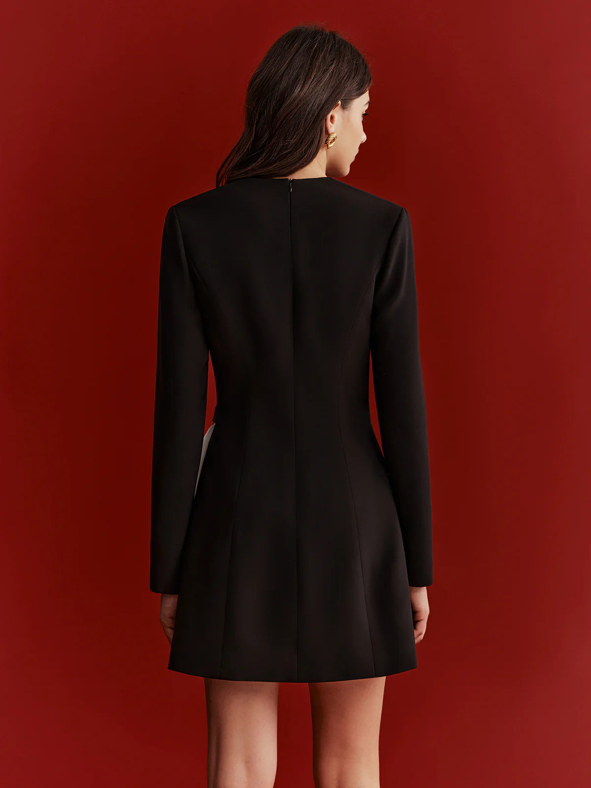 Metal Detail Asymmetric Pleated Panel Mini Dress - Image 6