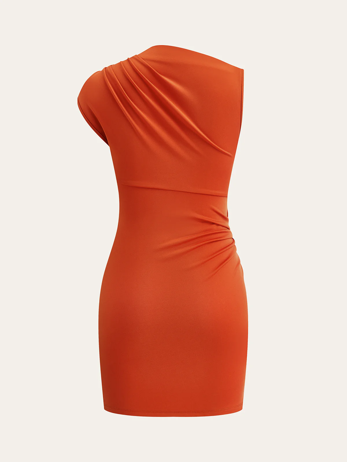 Metal Detail Asymmetric Ruched Mini Dress - Image 2
