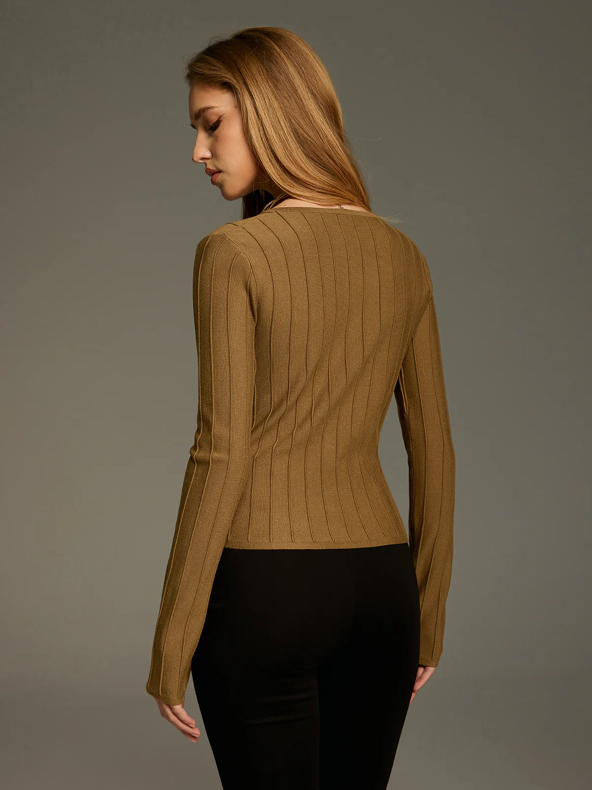 Metal Detail Asymmetric Wrap Knit Top - Image 5