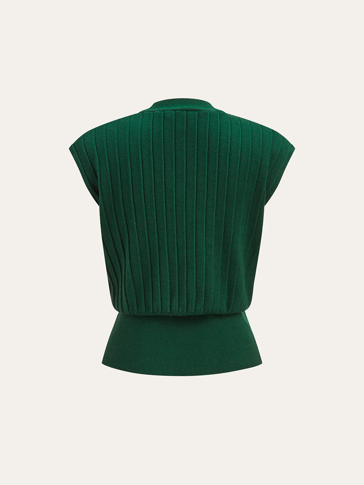 Metal Detail Cap Sleeve Ribbed Knit Vest - Image 2