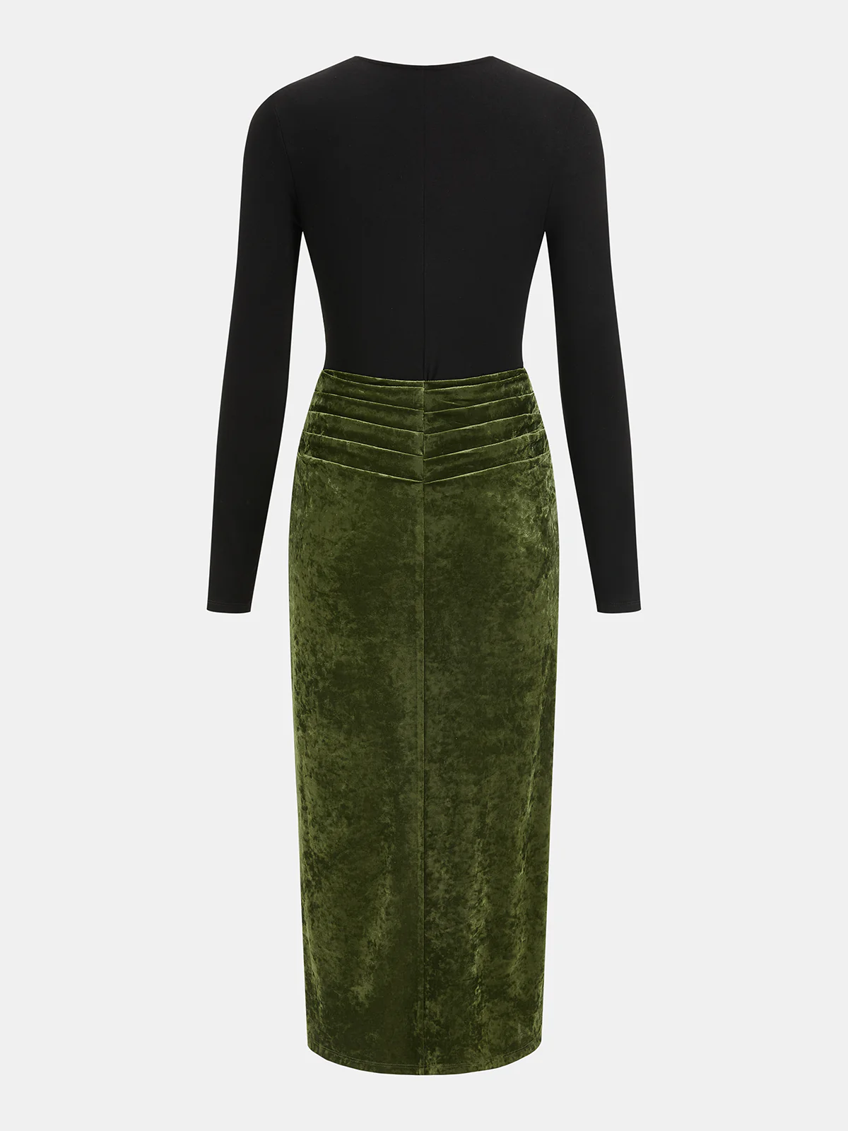 Metal Detail Color-Block Velvet Panel Dress - Image 2