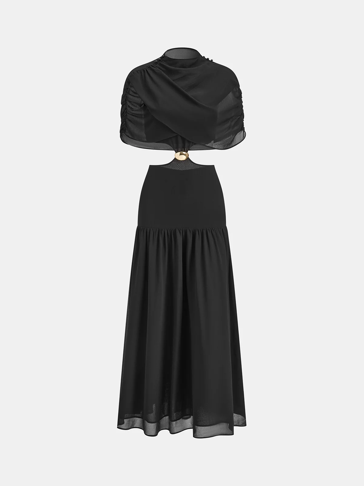 Metal Detail Cut-Out Chiffon Maxi Dress - Image 7