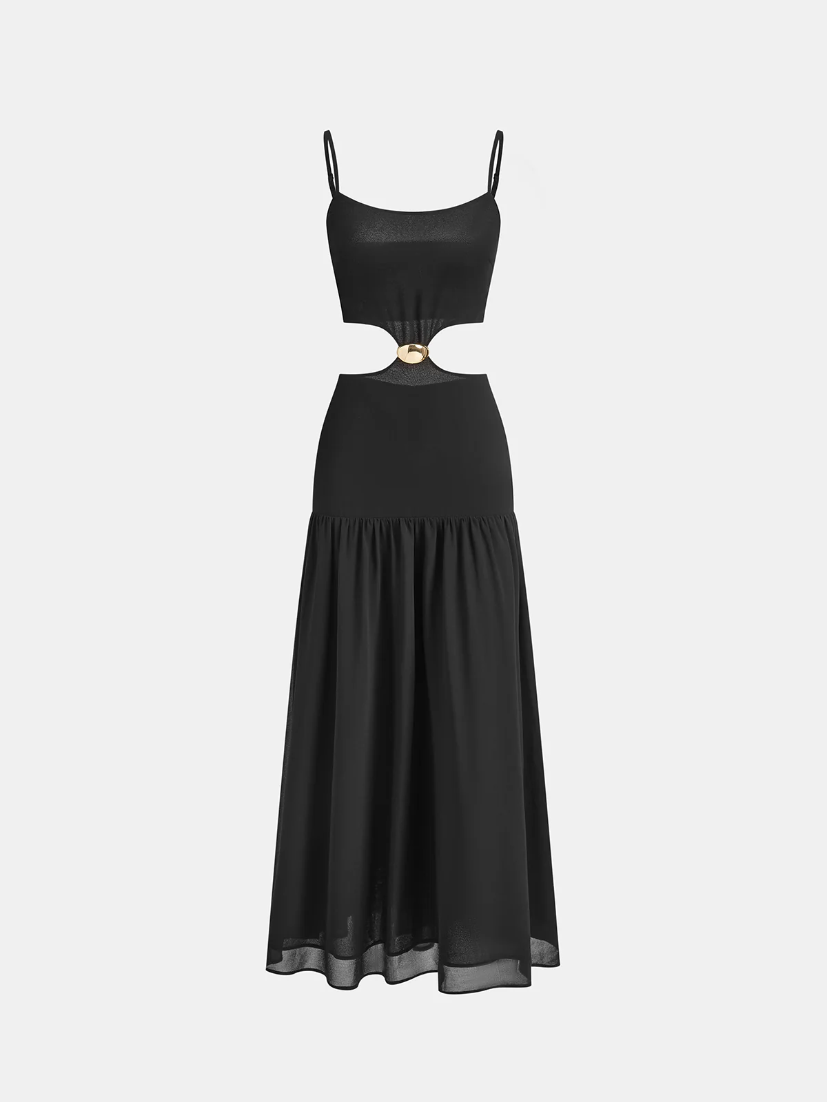 Metal Detail Cut-Out Chiffon Maxi Dress - Image 8