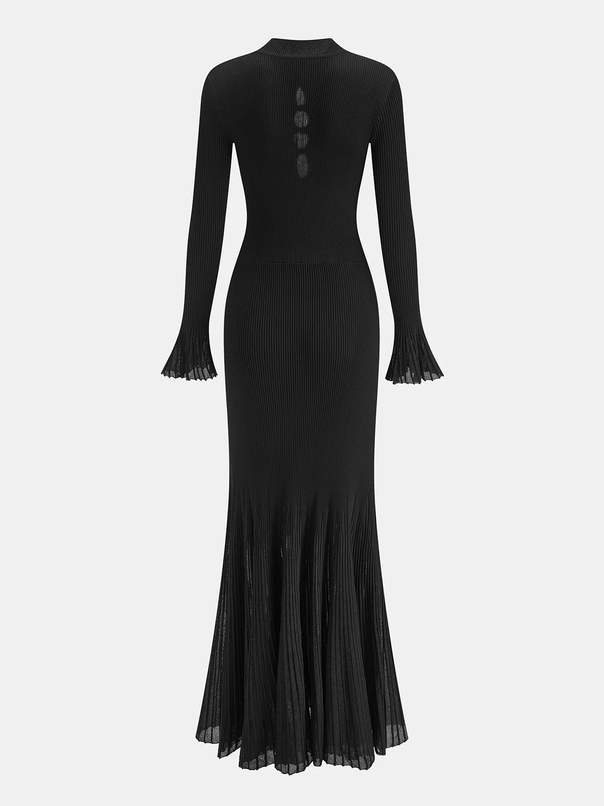 Metal Detail Cut-Out Ribbed Knit Maxi Dress - Image 5