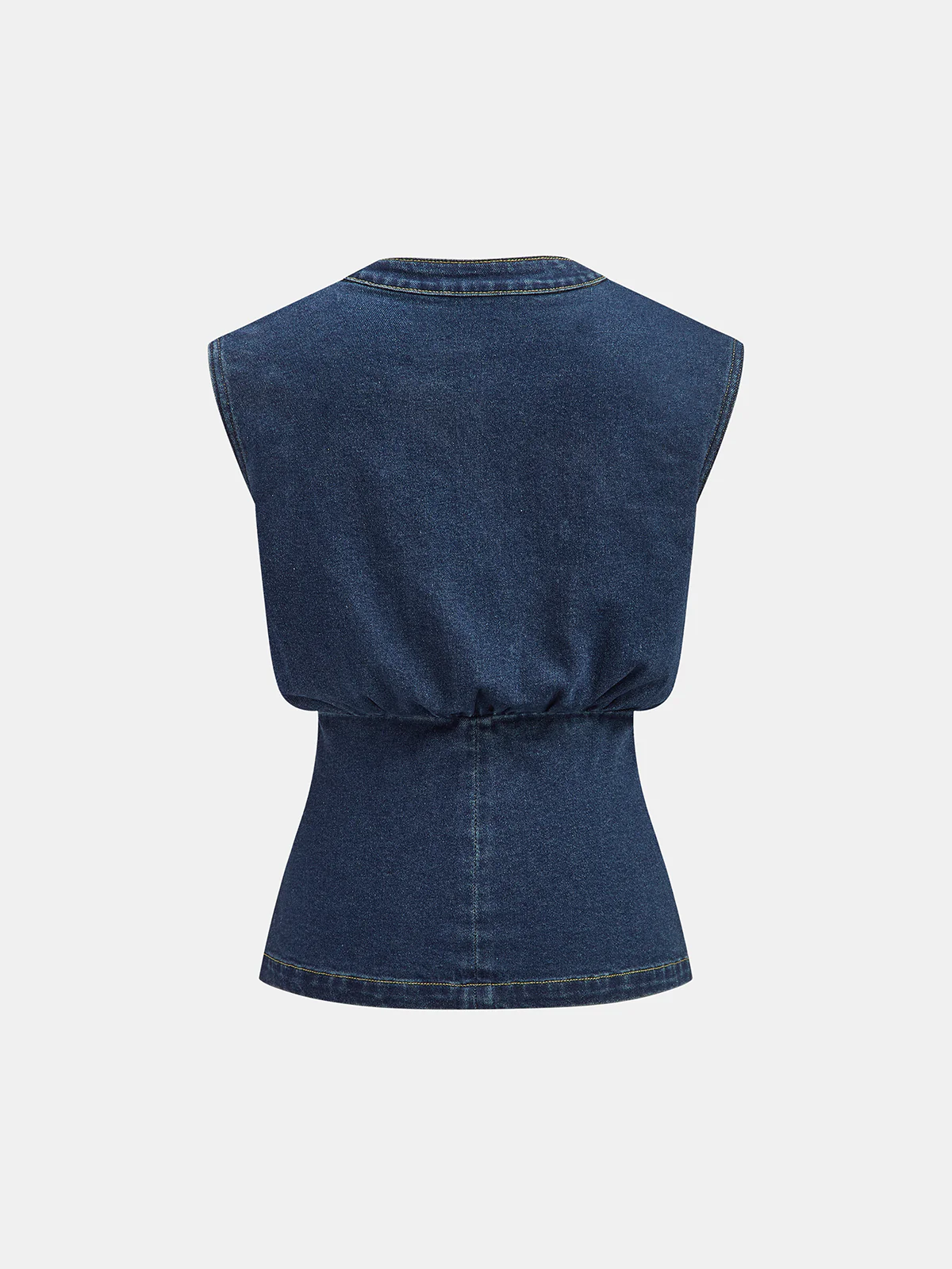 Metal Detail Denim Waist-Cinching Vest - Image 3