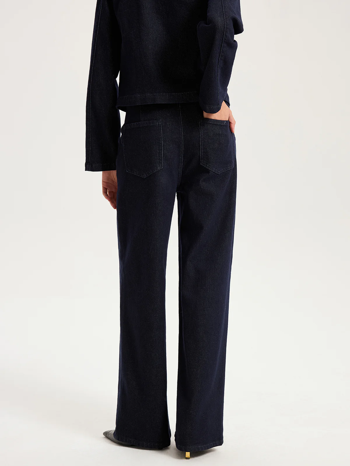 Metal Detail Denim Wide-Leg Jeans - Image 6
