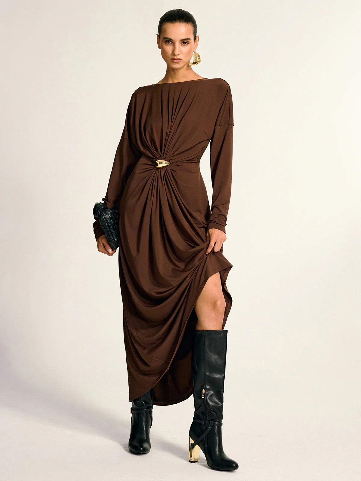 Metal Detail Draped Maxi Dress - Image 5