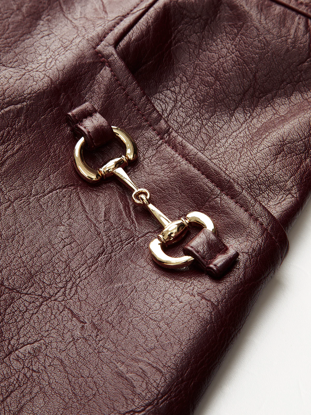 Metal-Detail Faux Leather Pockets Mini Skirt - Image 8