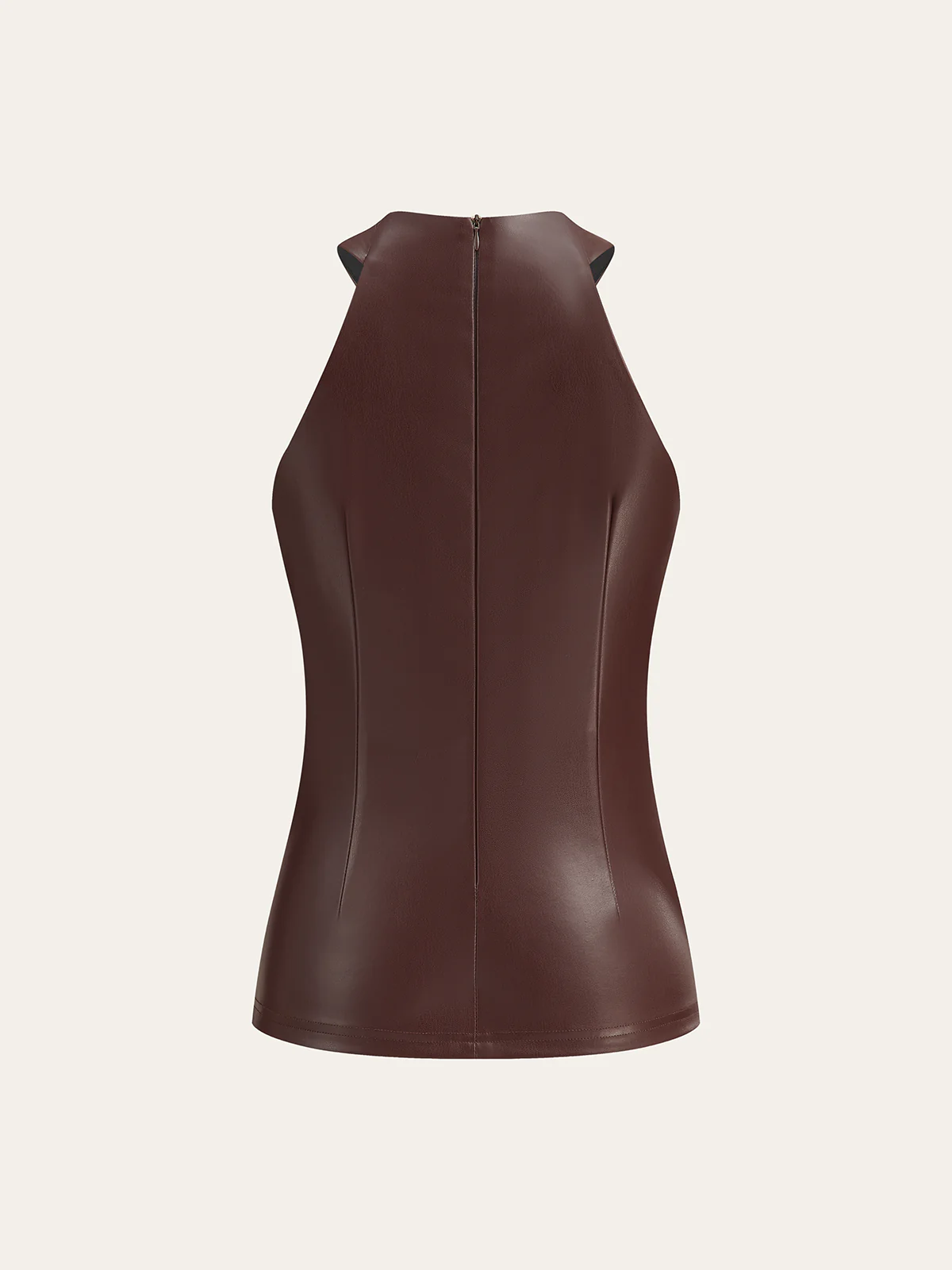 Metal Detail Halter PU Leather Tank Top - Image 5