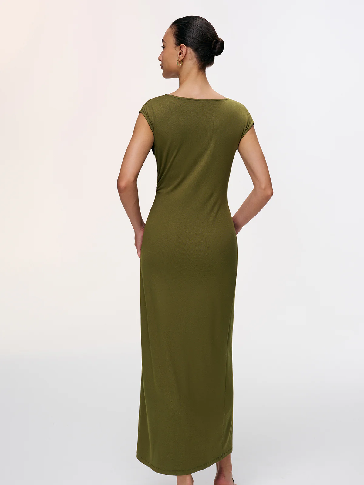 Metal Detail High-Slit Cap-Sleeve Dress - Image 6