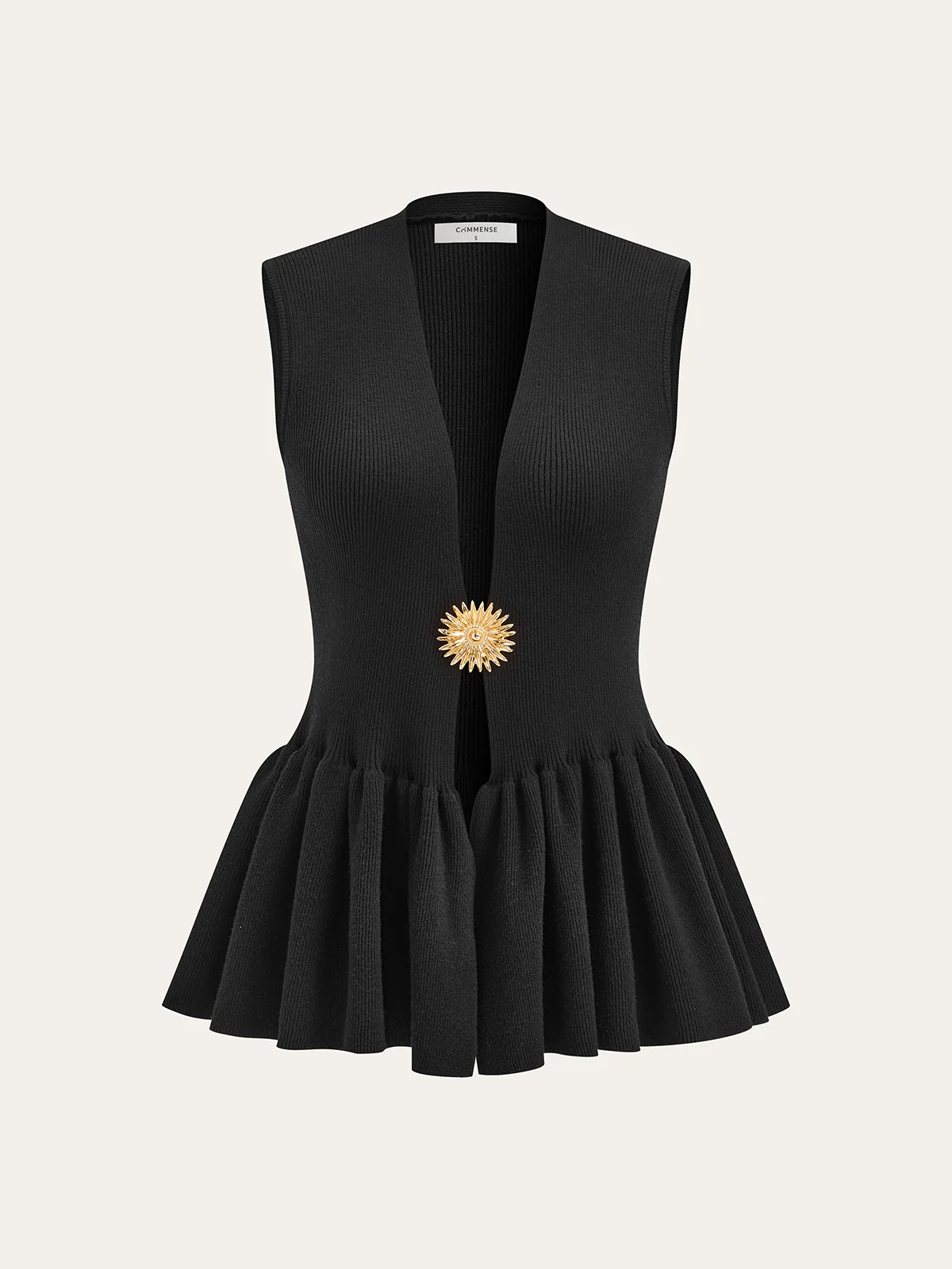 Metal Detail Knit Peplum Cardigan