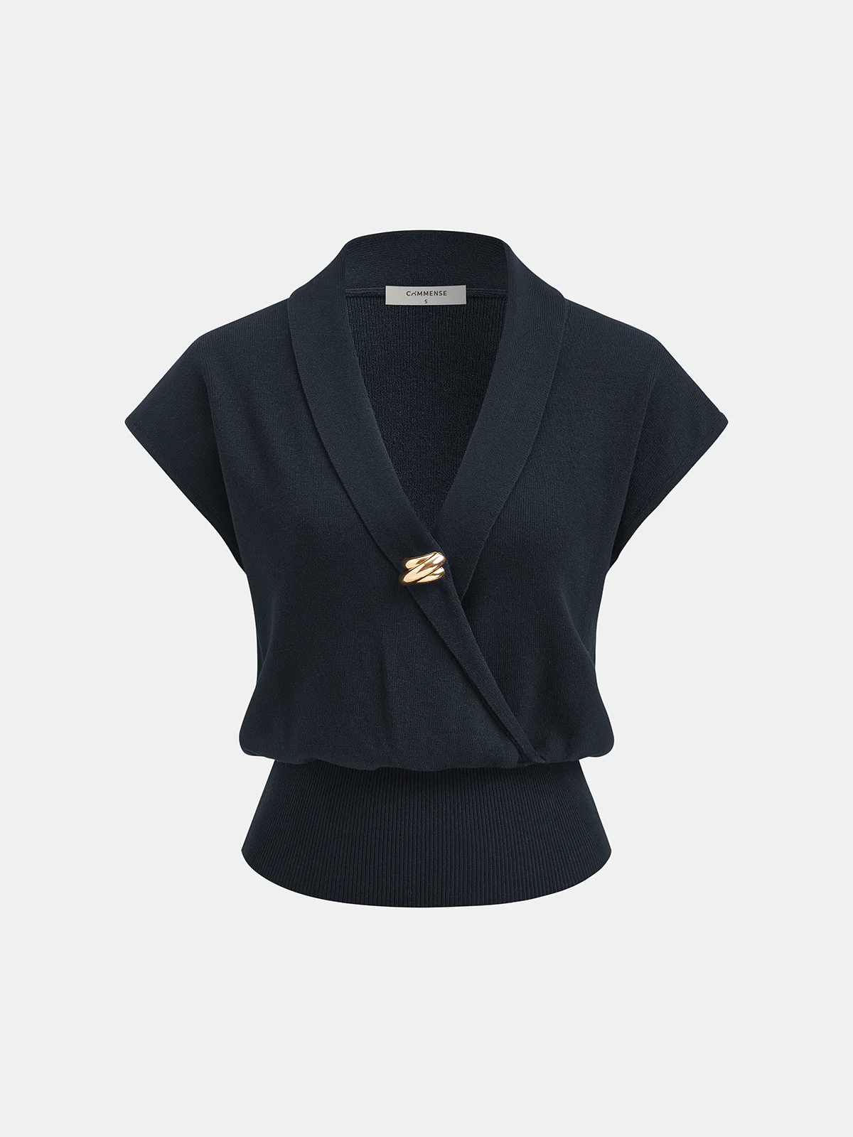 Metal Detail Knit Wrap Vest
