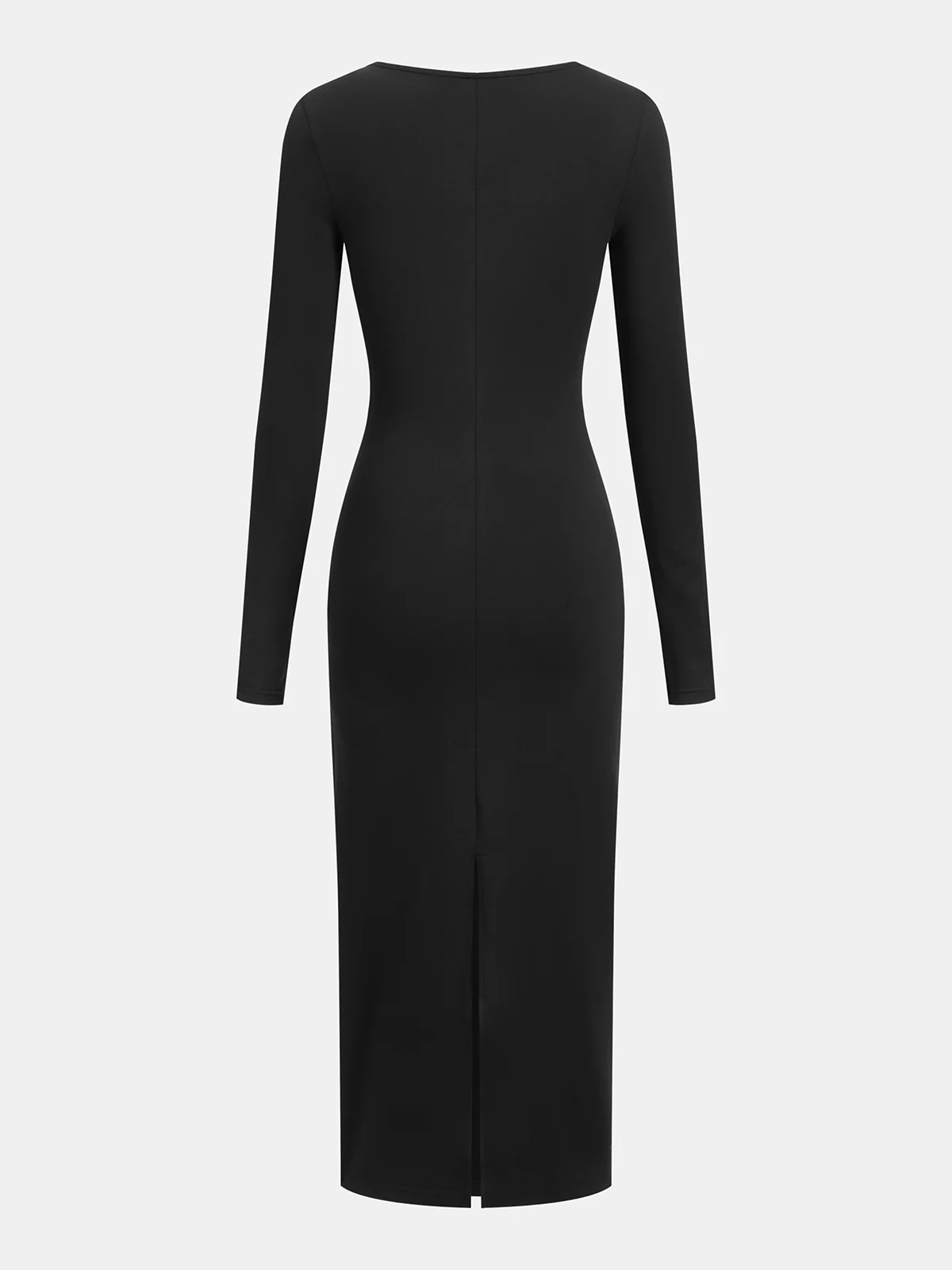 Metal Detail Long-Sleeve Midi Dress - Image 2