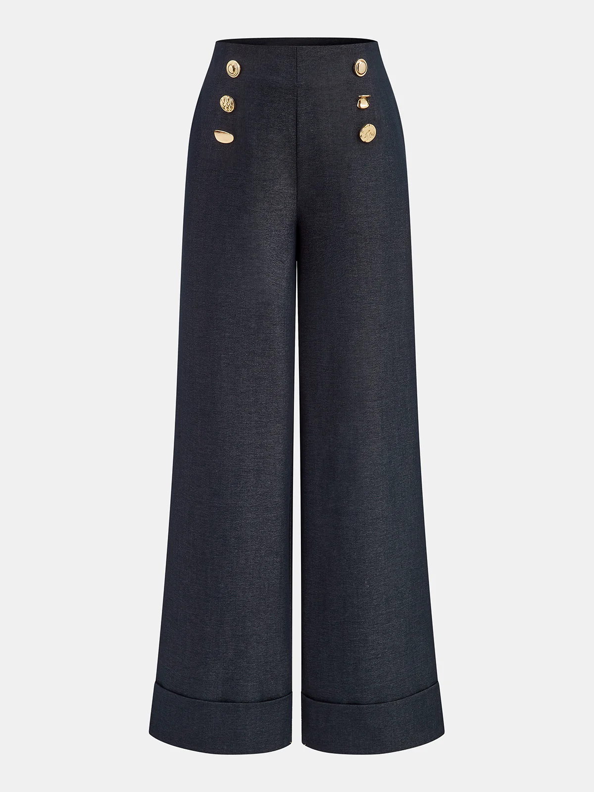 Metal Detail Mid-Waist Cuffed pants