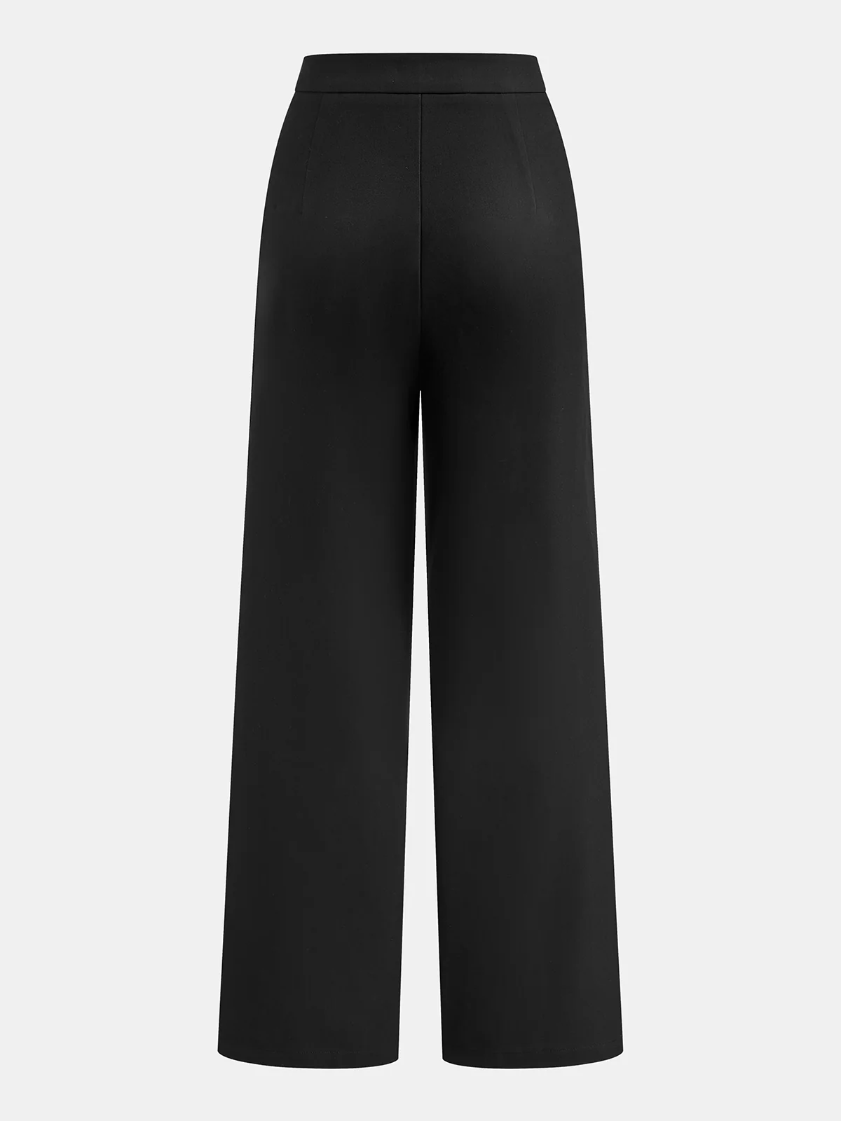 Metal Detail Mid-Waist Pleated Wide-Leg Pants - Image 2